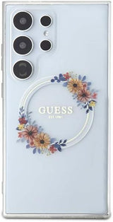 Guess IML Flowers Wreath Hard Case with MagSafe for Samsung Galaxy S24 Ultra 6.8" Clear - GUHMS24LHFWFCT