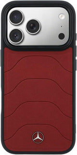 Mercedes Benz Bow Line Leather Case with MagSafe for iPhone 17 Pro Max 6.9" Red - MEHMP17X25PMERCR