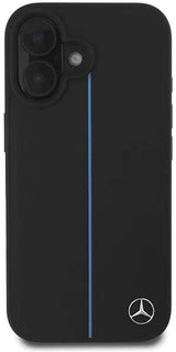 Mercedes MB Blue Line Leather Case with MagSafe for iPhone 16 6.1" Black - MEHMP16S23RURBK