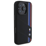 BMW M Series Silicone Cut Tricolor Lines Case MagSafe for iPhone 16 Pro 6.3" Black - BMHMP16L23SCUK