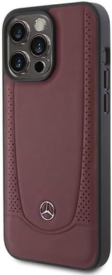 Mercedes Benz Leather Case Star Logo Case for iphone 15 Pro Max 6.7" Wine Red - MEHCP15XARMRE