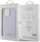 Guess Glitter Glossy Script Hard Case for iphone 15 Pro Max 6.7" Lilac - GUHCP15XPGMCSL