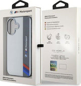 BMW Motorsport IML Vertical Stripe Case for iPhone 16 6.1" Grey - BMHCP16S23HTFEG