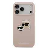 Karl Lagerfeld Liquid Silicone Karl and Choupette Head Case for iPhone 17 Pro Max 6.9" Pink - KLHMP17XSKCHPPLP