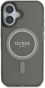 Guess IML Glitter Circle Case with MagSafe for iPhone 16 6.1" Black - GUHMP16SHFGEREK