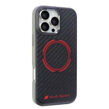 Audi Carbon Fiber Sports Red Circle Hardcase with MagSafe for iPhone 16 Pro Max 6.9" Black/Red - AUS-TPUPCMIP16PM-RSQ/D5-B