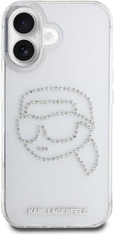 Karl Lagerfeld IML Rhinestones Karl Head Case for iPhone 16 6.1" Clear - KLHCP16SHKHDCELT