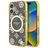 Guess IML Peony On 4G Background Case with MagSafe for iPhone 16 6.1" Brown - GUHMP16SH4PYEEW