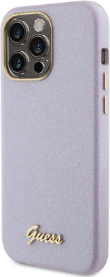Guess Glitter Glossy Script Hard Case for iphone 15 Pro Max 6.7" Lilac - GUHCP15XPGMCSL