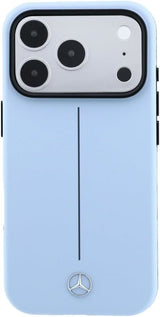 Mercedes Leather Semi Wrap Iconic Line Case with MagSafe for iPhone 17/18 Pro Max 6.9" Blue - MEHMP18X25PFWSTB