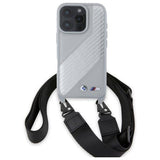 BMW M Series Carbon Stripe & Strap Case for iPhone 16 Pro 6.3" Grey - BMHCP16L23PSCCG