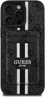 Guess 4G Stripes Case with MagSafe Wallet for iPhone 16 Pro Max 6.9" Black - GUBPHCP16XP4RPSK