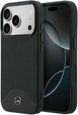 Mercedes Benz Wood Effect and Curve Leather Case with MagSafe for iPhone 17 Pro 6.3" Black - MEHMP17L25PCBPWK