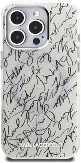 Karl Lagerfeld IML Karl Script Pattern with MagSafe Case for iPhone 16 Pro Max 6.9" White - KLHMP16XHMSPUSH