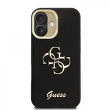 Guess PU Grained 4G Logo Stand Camera Frame Case for iPhone 16 6.1" Black - GUHCP16SPCS4GSK