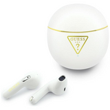 Guess Gold Line Triangle Logo TWS Earphone with Charging Case White - GUTWSA15HETH