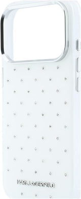 Karl Lagerfeld IML Rhinestones Allover and Electroplated Logo Case for iPhone 17/18 Pro Max 6.9" White - KLHCP18X6HCRDKLH