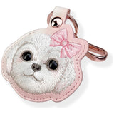 Nimmy Big Eye Cute Pet Bischon Fraise Dog Face Airtag Keychain Pink - N-XDY-YSK-02-A