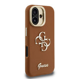 Guess PU Grained 4G Logo Stand Camera Frame Case for iPhone 16 6.1" Brown - GUHCP16SPCS4GSW
