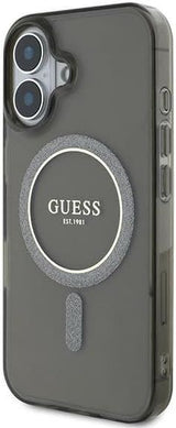 Guess IML Glitter Circle Case with MagSafe for iPhone 16 6.1" Black - GUHMP16SHFGEREK