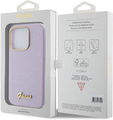 Guess Glitter Glossy Script Hard Case for iphone 15 Pro 6.1" Lilac - GUHCP15LPGMCSL