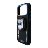 Nimmy Glass Cool Cat Face Case with Detachable MagSafe Grip Stand for iPhone 17 Pro 6.3" Black Blue - N-YJKM-CXZJ-IP17-PRO-03
