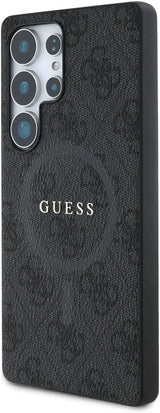 Guess Leather 4G Coloured Ring Classic Logo Case with MagSafe for Samsung Galaxy S25 Ultra 6.9" Black - GUHMS25LG4GFRK