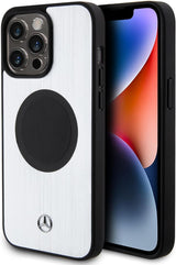 Mercedes Hard Case Leather & Aluminum Silver with MagSafe for iphone 15 Pro Max 6.7" Silver - MEHMP15X23ACMS