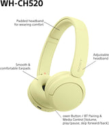 Sony WH-CH520 Over Ear Wireless Bluetooth Headphones Yellow - WHCH520Y.CE7