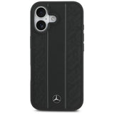 Mercedes Leather Laurel Leaves Stripes Case with MagSafe for iPhone 17 6.3" Black - MEHMP17S25RLDLKH