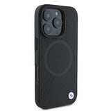 BMW Signature Leather Half Textured & Circle Case with MagSafe for iPhone 16 Pro 6.3" Black - BMHMP16L23RTPK