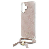 Guess 4G Crossbody Cord Print Case for iPhone 16 6.1" Pink - GUHCP16SHC4SEP