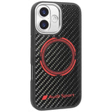 Audi RSQ Carbon Fiber Sports Red Circle Hardcase with MagSafe for iPhone 17 6.3" Black/Red - AUS-TPUPCMIP17-RSQ/D5-BK