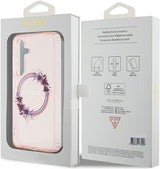 Guess IML Flowers Wreath Hard Case with MagSafe for Samsung Galaxy S24 6.2" Pink - GUHMS24SHFWFCP