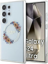 Guess IML Flowers Wreath Hard Case with MagSafe for Samsung Galaxy S24 Ultra 6.8" Clear - GUHMS24LHFWFCT