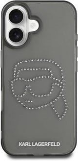Karl Lagerfeld IML Rhinestones Karl Head Case for iPhone 16 6.1" Black - KLHCP16SHKHDCELK