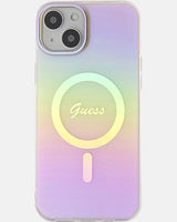 Guess IML Iridescent Script Hard Case with MagSafe for iphone 15 6.1" Pink - GUHMP15SHITSP