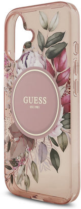 Guess IML Flowers Strap Case with MagSafe for iPhone 17 6.3" Pink - GUHMP17SHFWBRCESP