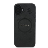 Guess Saffiano Peony Classic Logo Case with MagSafe for iPhone 16 6.1" Black - GUHMP16SAPSMEK
