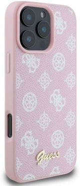 Guess Leather Saffiano Peony Classic Logo Hardcase with MagSafe for iphone 16 Pro Max 6.9" Pink - GUHMP16XPGPYSP