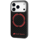 Audi RSQ Carbon Fiber Sports Red Circle Hardcase with MagSafe for iPhone 17 Pro 6.3" Black/Red - AUS-TPUPCMIP17P-RSQ/D5-BK