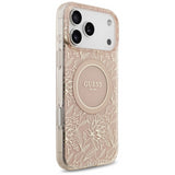 Guess IML Flowers Electro Pearl Strap MagSafe Case for iPhone 17 Pro Max 6.9" Pink - GUHMP17XHCPOFPP