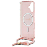 Guess Crossbody Cord Script Case with MagSafe iPhone 16 6.1" Pink - GUHMP16SHCTSGNSP