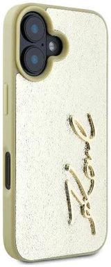 Karl Lagerfeld Metal Signature Case for iPhone 16 6.1" Gold - KLHCP16SPFMFBKMD