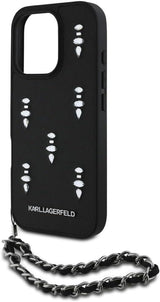 Karl Lagerfeld Saffiano Crystals with Chain Case for iPhone 16 Pro 6.3" Black - KLHCP16LPSADJSK