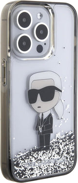 Karl Lagerfeld Liquid Glitter Ikonik Hardcase for iphone 15 Pro 6.1" Transparent - KLHCP15LLKKNSK