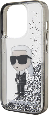 Karl Lagerfeld Liquid Glitter Ikonik Hardcase for iphone 15 Pro 6.1" Transparent - KLHCP15LLKKNSK
