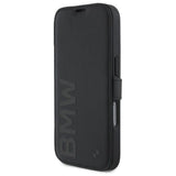 BMW Signature Leather Wordmark Bookcase for iPhone 16 Pro Max 6.9" Black - BMBKP16S23RMRLK