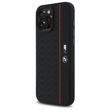 BMW M Series Silicone Hexagon Red Line Case with MagSafe for iPhone 16 Pro Max 6.9" Black - BMHMP16X23SHER