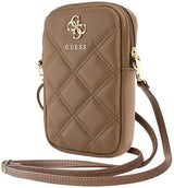 Guess 4G Zip Quilted Universal Phone Pouch with Strap Brown - GUWBZPSQSSGW